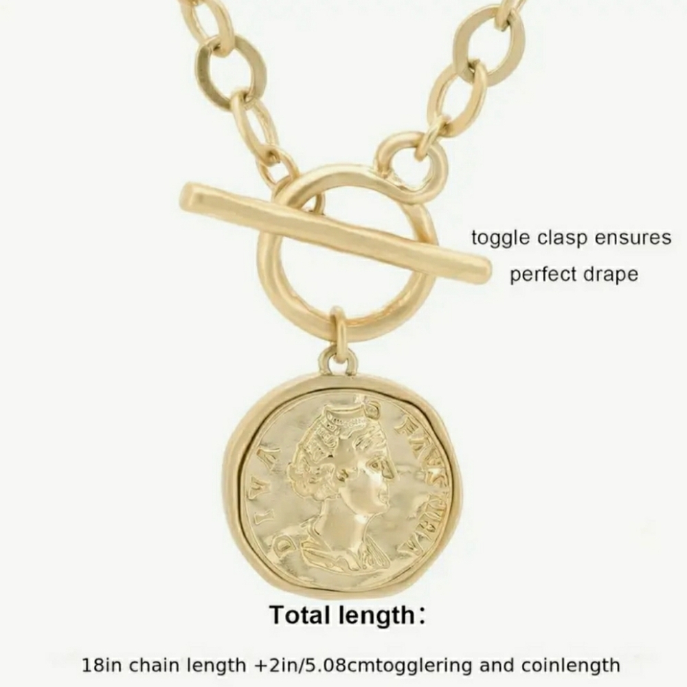 Coin Medallion Pendant Necklace w/ Gold Chain & Dusty! - Picture 4 of 7